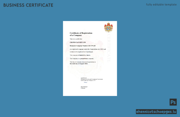 Dänische Registrierungsurkunde – Beispielansicht in Word und PDF
